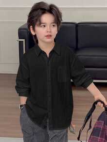 Dazy Kids 男童（大童）寬鬆休閒長袖基本款上衣，秋季 - 黑色 - 查看 6