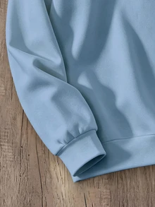 Manfinity Joysei Sweatshirt Polo Pria dengan Motif Huruf, Pullover Gaya Jalanan Urban Renaissance, Streetwear Kasual Modis Kreatif yang Dipersonalisasi - Dusty Blue - View 3