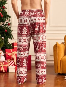 Notgurli Christmas Element Print Men's Loungewear Bottoms - Multicolor - View 3