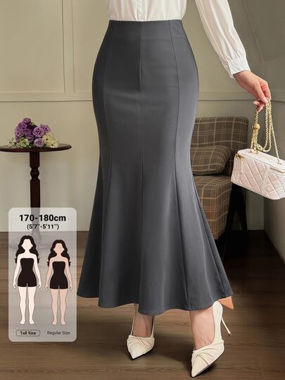 Dazy Tall Women's Elegant Solid Color Long Mermaid Skirt