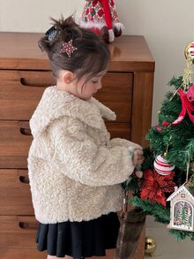 Dazy Kids Infant/Toddler (Girl) Turn-Collar Long Sleeve Fleece Jacket Winter - Beige - View 5