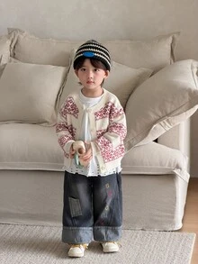 DAZY Baby Boy Snowflake Pattern Casual Daily Outing Cardigan - Multicolor - View 9