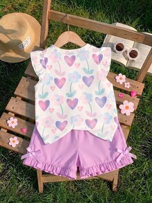 Young Girl Casual Fashion Cute Flutter Sleeve Round Neck Top, Suitable For Spring And Summer - Multicolor - View 2