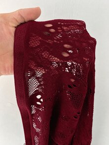 Whyspr Women's Plus Size Sexy Skull Hollow Mesh Leggings - Burgundy - View 7