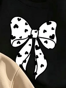 (3套組) 嬰兒女童秋冬休閒清新可愛愛心豹紋蝴蝶結波點圓領運動衫搭配內搭褲 - 彩色 - 查看 5