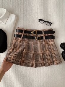 Comfortcana Women's Plaid Fashion Mini Skirt - Brown - View 4