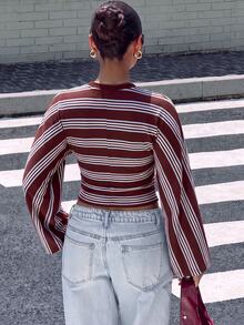 Muchica 秋季新款灰色蝙蝠袖修身長袖T恤，優雅休閒時尚基礎上衣，適合春夏秋冬，適合外出與派對，女款 - 彩色 - 查看 2