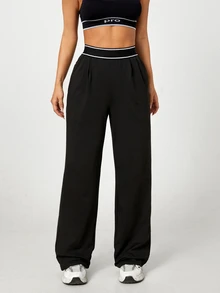Easithlete Easithlete Women's High Waist Colorblock Casual Sports Long Pants - Black - View 1