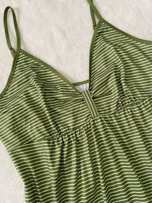 IslaSuriya Women's Plus Size Striped Cami Tank Top - Green - View 3