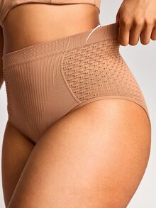 Barelissa High-Waisted Panties Featuring Full-Coverage Design, Soft And Breathable Comfort, And An Elastic Waistband1pcs - Mocha Brown - View 3