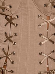 MUSERA Strapless Lace Up Bust Detail Corset Style Crop Top Sexy Evening Night Going Out Fall Winter Autumn Solitude - Khaki - View 6