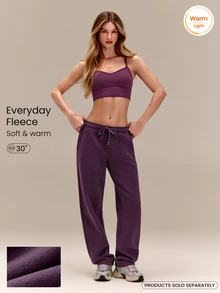 GLOWMODE 30'' Everyday Fleece Wide Leg Adjustable Drawstring Waist Basic Joggers Sweatpants With Side Pockets Daily Casual Fall Winter - Purple - View 1
