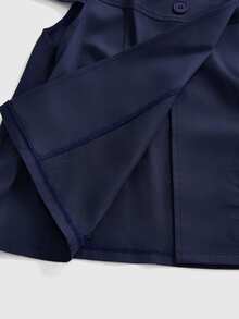 ROMWE Kawaii Vintage College Peter Pan Collar Cute Casual Versatile Loose Plus Size Shirt - Navy Blue - View 4