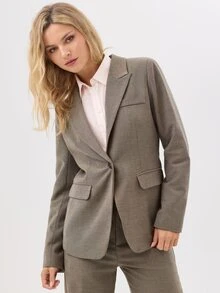 KÆRIA Hus Single-Breasted Blazer - Cross-Dye Suiting - Taupe - Matching Suit Set, Workwear, Classic, Tailored - Grey - View 4