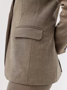KÆRIA Hus Single-Breasted Blazer - Cross-Dye Suiting - Taupe - Matching Suit Set, Workwear, Classic, Tailored - Grey - View 7