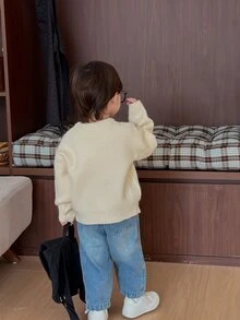 DAZY Infant (Boy) Striped Long Sleeve Autumn/Winter Sweater - Beige - View 2