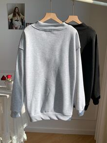 SHEIN EZwear 2PCS Women Sweatshirts & Hoodies - Multicolor - View 2