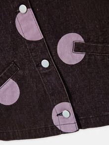 Nöista Big Dot Print Long Sleeves Denim Jacket - Red Violet - View 10