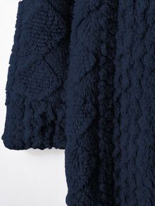 SHEIN Clasi 大尺碼女款紋理長袖抓絨連帽休閒夾克 - 藏蓝色 - 查看 4