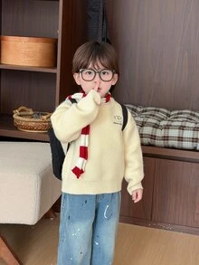 DAZY Infant (Boy) Striped Long Sleeve Autumn/Winter Sweater - Beige - View 7