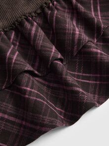 Sweetness Women's Autumn/Winter Brown Plaid Ruffle Hem Skirt - Multicolor - View 4