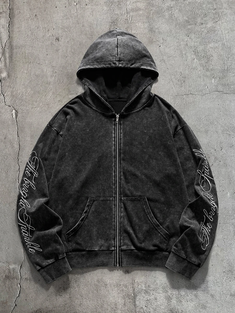 AXEPEAK Men's Loose Comfortable Warm Casual Vacation College Outdoor Fashion Patchwork Sweatshirt Hoodie - Black - View 1
