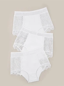 Bralution 3件組女款蕾絲拼接三角內褲 - 白色 - 查看 8