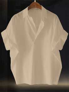 Franclia Fashionable High-End French Design Loose Batwing Sleeve Collared Women's Blouse - Apricot - View 1