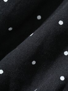 DAZY Women's Polka Dot Print Button Korean Style Pleated Skirt - Black - View 8