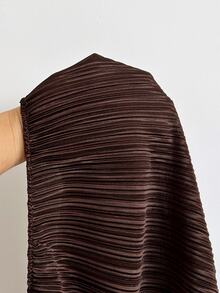 Soleia Plus Size Women's Brown Toothpick Pleated Print V-Neck Halter Back Tie Open Back Cinched Waist Voluminous Wide Leg Romper - Multicolor - View 6