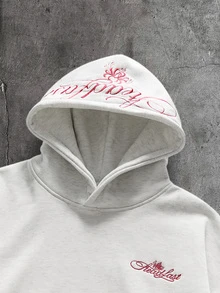 AXEPEAK Men's American Street Style Embroidered Casual Vacation Outdoor Hoodie - Light Grey - View 3