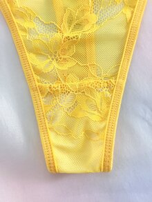 Nora Wilde 1 chiếc quần lót ren thời trang màu trơn size lớn cho nữ - Màu vàng - Xem 4