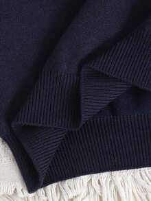 SHEIN 女童套裝，深藍色套頭毛衣套裝，適合秋冬穿著 - 藏蓝色 - 查看 5