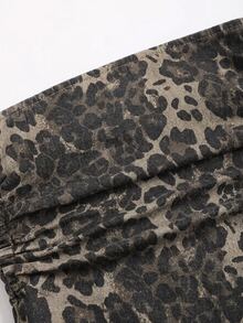 Sweetra Women's Denim Animal Print Bandeau Top - Multicolor - View 6