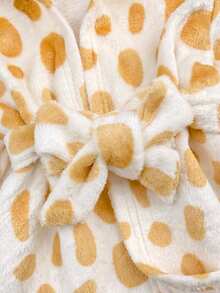 SHEIN Baby Newborn Girl Boy One-Piece Autumn Winter Romper Home Wear Fuzzy Giraffe Design - Red - View 5