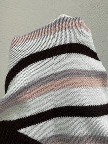 Autumina Women's Gentle Style Contrast Color Striped Cardigan Sweater, Autumn/Winter - Multicolor - View 4