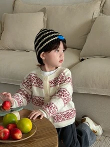 DAZY Baby Boy Snowflake Pattern Casual Daily Outing Cardigan - Multicolor - View 5