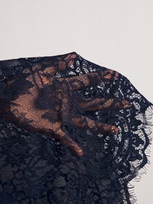 Freevana 女款蕾絲貝殼鈕扣透視襯衫 大尺碼 寬鬆 優雅休閒 日常外出通勤度假 春夏女裝大尺碼襯衫 - 寶藍色 - 查看 17