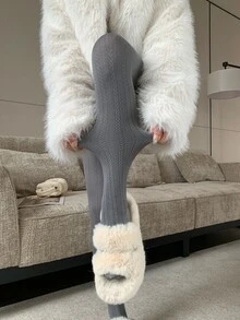 FRIFUL Women's Grey Versatile Slimming Footed Leggings, Autumn/Winter - Grey - View 5