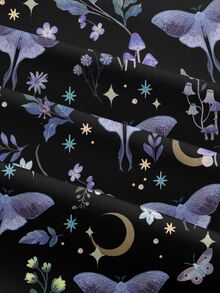 ROMWE Goth Dark Hippie Moth Moon Sun Star Women's A-Line Dress With Ruched Details - Black - View 4