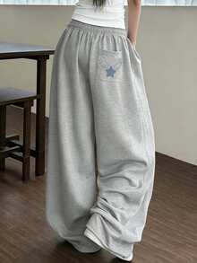 Dazy Tall Women's Elastic Waist Casual Loose Sweatpants - Light Grey - View 2