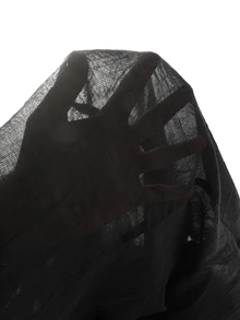 SHEIN Holidaya Women's French Lace Sheer Button-Down Shirt, Elegant Commuter Style - Black - View 4