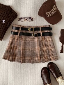 Comfortcana Women's Plaid Fashion Mini Skirt - Brown - View 7