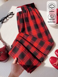 Comfortcana Spring/Summer Loose Casual Vacation Patch Straight Leg Long Pants - Red - View 1