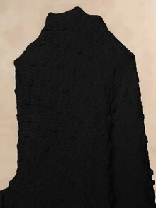 Boho Mama Gaun Hamil Polos Warna Polos dengan Ikatan Depan, Leher V, Lengan Lebar, dan Belahan Samping, Model Kasual untuk Musim Gugur - Hitam - View 10