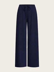 SHEIN EZwear 女款雙色針織寬腿長褲 - 彩色 - 查看 7