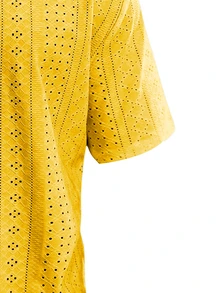 VENTUSAIL Men's Plus Size Solid Color Casual Versatile Short Sleeve Shirt For Daily Wear - Yellow - View 5