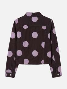 Nöista Big Dot Print Long Sleeves Denim Jacket - Red Violet - View 8