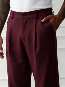 HUEFORM Men's Spring/Summer White INS Style Casual Long Pants - Burgundy - View 6