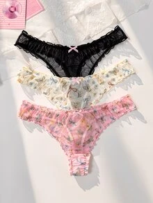 PetitDoll Plus Size Women's Sexy Panties 3-Piece Set - Multicolor - View 1